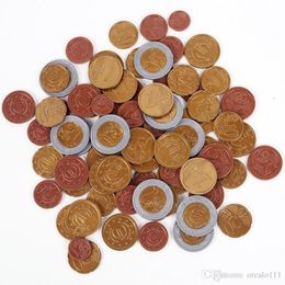 Juego surtido de monedas de dinero falso, monedas falsas detalladas, dinero de juego, dinero realista para niños que aprenden monedas de plástico (juego de 80)
