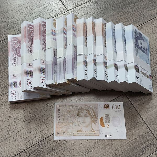 Dinero falso Juguete divertido Realista UK POUNDS Copia GBP BRITISH INGLÉS 100 10 NOTAS para películas Prop Money Películas Publicidad Redes sociales