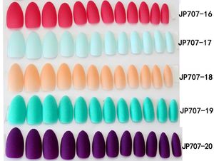 Uñas postizas 24 Uds. Puntas de uñas postizas de colores mate desmontables para extensión de uñas manicura DIY prensa sobre uñas postizas