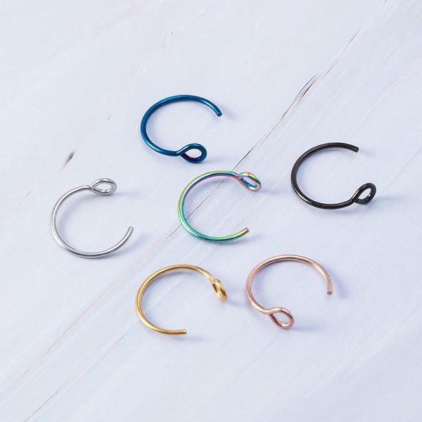 Faux anneau de nez en acier inoxydable, Piercing de Septum, Clip ouvert en forme de C, cerceau à lèvres, boucle d'oreille Helix fer à cheval, bijoux pour le corps