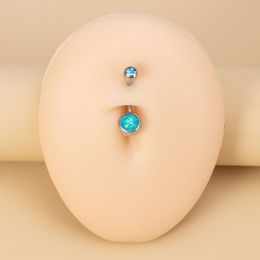 Fake Opal navel ring voor vrouw navel piercing roestvrij staal ronde ombligo bar steden barbell sexy body sieraden 14g