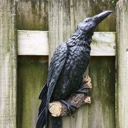 Fake Raven Resin Statue Bird Crow Sculpture Outdoor Crows Halloween Decor Creative For Garden Courtyard Animal Decoration 231220