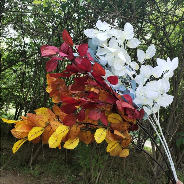 Faux Hibiscus rouge (3 tiges/pièce), 39.37 pouces de longueur, Simulation de verdure de mûrier pour maison, plante artificielle décorative de mariage