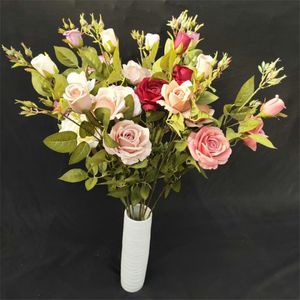 Gefälschte, einstämmige Halbmond-Rosen (3 Köpfe/Stück), 94 cm Länge, künstliche Herbstrosen für Zuhause, Hochzeit, dekorative künstliche Blumen