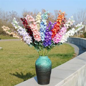 Faux Delphinium à tige unique, 35.43 pouces de longueur, Simulation de jacinthe d'automne pour mariage, fleurs artificielles décoratives pour la maison