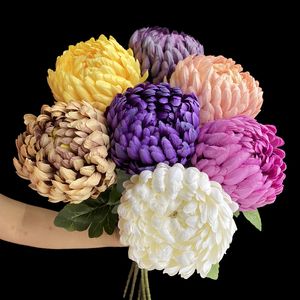 Faux Unique Tige Ananas Chrysanthème Fleur Simulation Fortune Chrysanthèmes pour Mariage Maison Décoratif Fleurs Artificielles