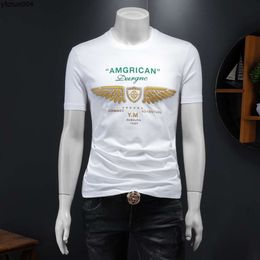 Valse zomer Nieuwe hoogwaardige kwaliteit Silk Cotton Mens Trend T-shirt met korte mouwen QT6012AFD991 XL31