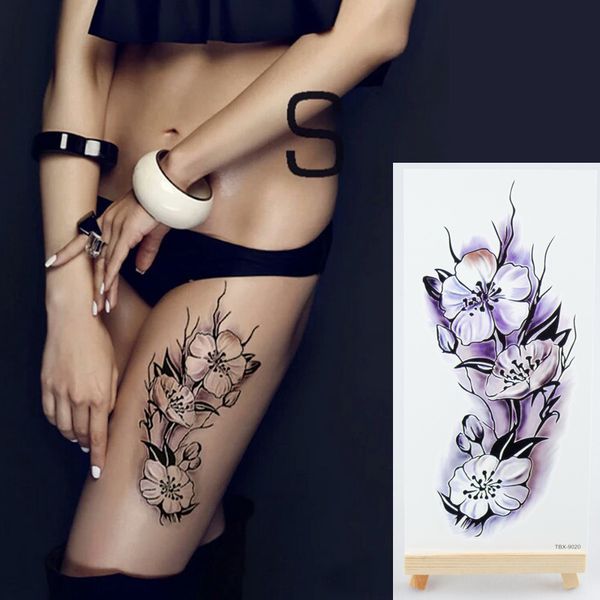 Faux Tatoo Tatouage Temporaire Waterphoof Autocollants 28styles Violet Fleurs Rose Plein Bras Épaule Cool Bady Art Pour Femme Et Homme