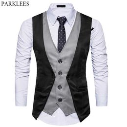 Nep twee stuk heren pak vest merk slim fit mouwloze jurk vest vest mannen zakelijke casual formele bruiloft chaleco hombre 210522