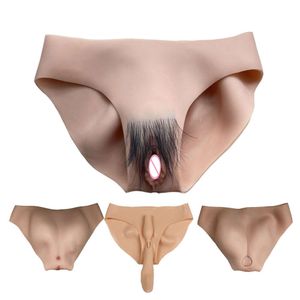 Faux Vagin Sous-Vêtements En Silicone Culotte Réaliste Chatte Labia Pubiens Poils Pubiens Cacher pour Crossdresser Transgenre Transexuelle