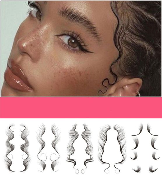 Mujer falsa bebé Bordes de pelo rizado tatuaje pegatina DIY Natural temporal impermeable cara rayita herramienta de maquillaje estilos de cola de caballo elegante 4414135