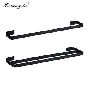 Falangshi koperen handdoekrek Modern Black Towel Rail Bar Holder Muur gemonteerde badkameraccessoires WB8814T