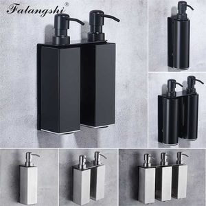 Falangshi Dispensador de jabón negro de alta calidad Accesorios de baño Acero inoxidable 304 Líquido montado en la pared Organizar WB8600 211206