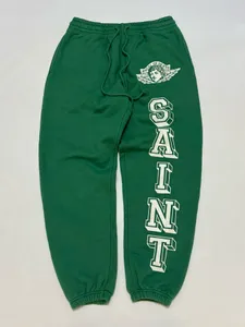 Falection 23ss saint michael ange de la mort pantalon de jogging en coton vert pantalon de survêtement à la mode