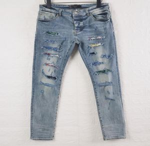 Falection Mens 21SS Amimike Jeans en difficulté de travail d'art de l'art Ripped Denim Jeans3924625