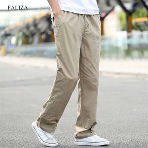 FALIZA Mens Cargo Pants Loose Wide Military Style Tactical Cotton Overoles Streetwear de alta calidad Pantalones casuales para hombres PA63 211112