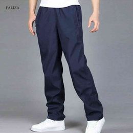 Faliza nieuwe heren casual broek ademend snel droge losse wijde beenbroek lente herfst mannelijke pantalon hombre plus size 6XL PA61 G0104