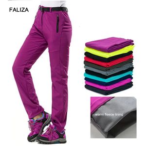 FALIZA Winter Dames Outdoor Broek Dikke Fleece Softshell Sportbroek Wandelen Trekking Ski Waterdicht Assault PM21 240104