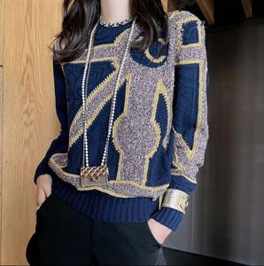 Herfst 2021 High-end fashion damessweater designer's luxe C-letter patchwork breisel is zacht en comfortabel met hoge kwaliteit
