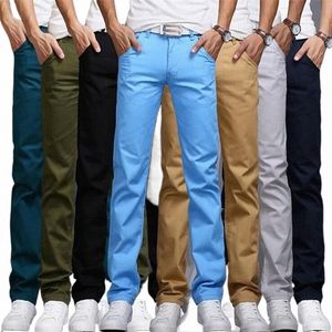 Automne 2023 Pantalon droit décontracté pour hommes Jeunes Slim Fit Pantalon de couleur unie O3BS #