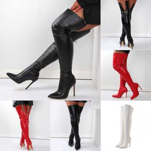Automne et hiver sur les bottes au genou femmes en cuir PU bottes hautes mode chaussures personnalisées en gros