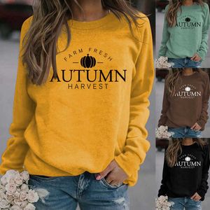 Suéter de otoño e invierno para mujer, camiseta de manga larga con letras y cuello redondo, Tops sueltos a la moda
