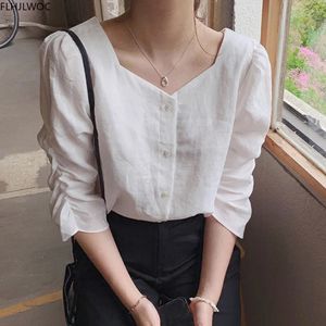 Automne automne chemise de base simple boutonnage bouton hauts mignon Style Preppy japon corée Chic Vintage Blouse solide blanc femmes haut 240102