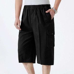 Automne Capris Hommes Mode Mince Grand Short Lâche Casual Polyester Pantalon Extérieur Kaki Vêtements De Papa Chino Coton Wnmsa7nx