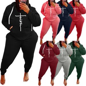 Automne Vêtements Femmes Survêtements Deux Pièces Ensemble Plus La Taille Sweat À Capuche Sweatpants Sport Costume Articles En Gros pour Les Affaires K8436