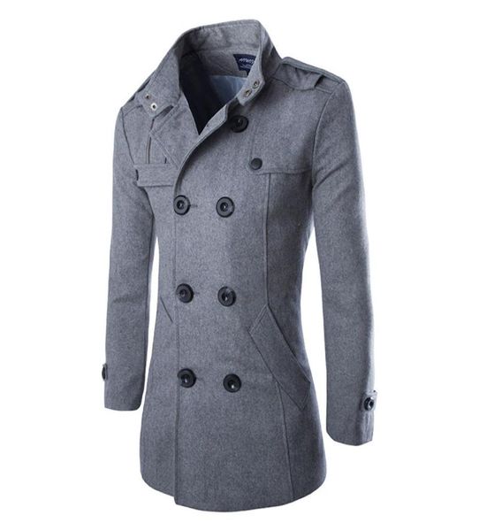 Automne mode hiver hommes vestes et manteaux duffle élégant style britannique simple boutonnage hommes caban laine trench9025462