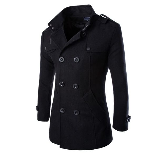 Automne Mode Hiver Hommes Vestes Et Manteaux Duffle-Coat Élégant style Britannique Simple Boutonnage Hommes Caban Laine Trench Coat9691950