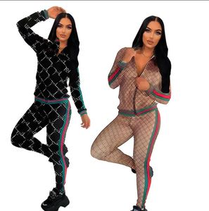 Lettres de mode d'automne pour femmes imprimées Deux pièces ensemble veste + pantalon de jogging Costumes femmes Y2K Survêtements designer vestes à glissière décontractées et pantalons de jogging g2