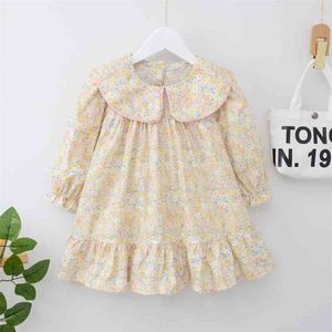 Automne Enfants Vêtements Mode Coréenne Fleur À Manches Longues Robe De Princesse Robes Mignonnes Petites Filles Costume Enfant Enfants Costume 210715