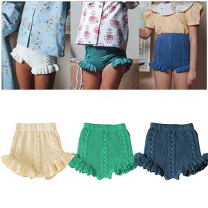 Fall Kids Girl Tricoting Shorts Bloors Lattice Flower Bud Pantal