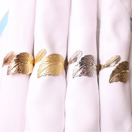 Anneaux de serviette de feuille d'automne motif classique anneau de serviette de plume pour la décoration de table de Noël de festival de mariage