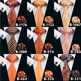 Herfst oranje goedkope stropdassen voor mannen merk tie mode novely actieve heren nek stropdas set hoogwaardige mode -accessoires stroping shi199i