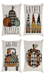 Fundas de almohada de otoño 4,545 cm otoño acción de gracias gnomos a cuadros calabaza decoración al aire libre funda de almohada otoño cojín halloween hh95579133