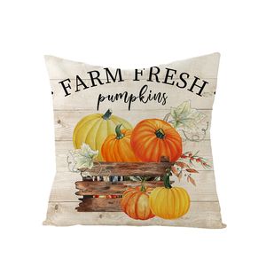 Herfstkussensbranden verbrand oranje pompoen thema thanksgiving oogst afdruk kussens buiten kussensloop kussensloop boerderij linnen kussen kussen decor voor een bankje