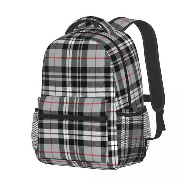 Automne Plaid rouge rayure sac à dos hommes femmes sac d'école adolescent ordinateur portable sac à dos léger