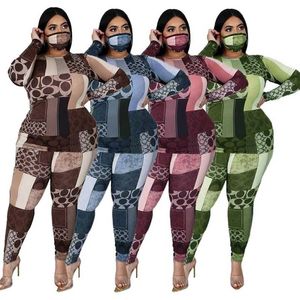 Herfst plus size kleding 2 stuk set trainingspak stretch top en broek outfits jogger sweatsuit matching wholesale druppel 211105