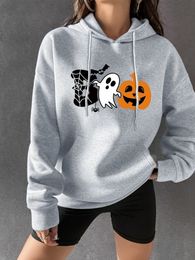 Sweat-shirt d'Halloween surdimensionné imprimé d'automne