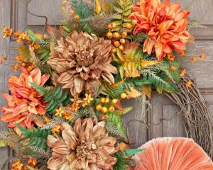 Décoration de porte de couronne de citrouille automne