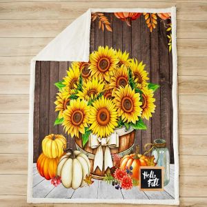 Couverture de citrouilles d'automne, du jour de Thanksgiving Sunflowers Maple Lais