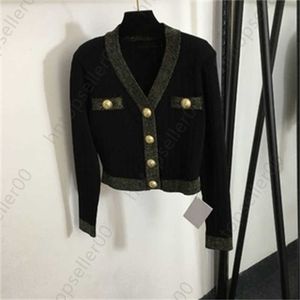 Otoño suéter mujer abrigo cardigan diseñador mujer ropa personalizado botones dorados color blocked cuello en v manga larga con hombros acolchados suéter de punto chaquetas para mujer