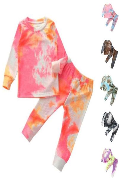 Automne Enfant Fille Tie Dye Boutique Outfit Vêtements De Noël Enfant Casual T-shirt TopTrouser 2PC Survêtement Enfants Ensemble Vêtements BY159881332