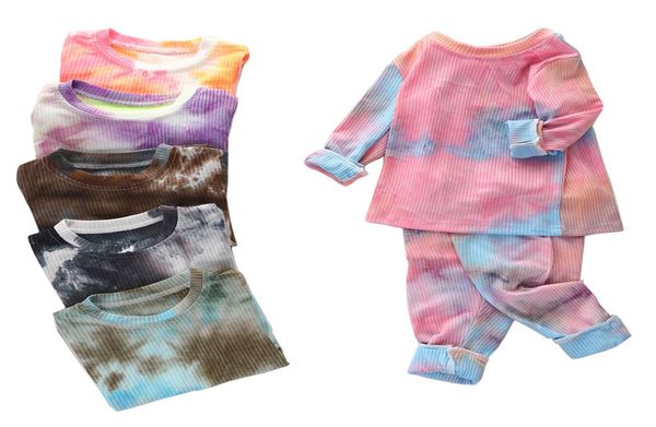 Automne Enfant Fille Tie Dye Boutique Outfit Vêtements De Noël Enfant Casual T-shirt TopTrouser 2PC Survêtement Enfants Ensemble Apparel8152781