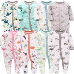 Fall Unisex Baby Romper Lange Mouw Winter Peuter Kleding 1/2 / 3 Stks Born Boy Girl Onesie 100% Katoen Infant Cartoon Pyjama 211229