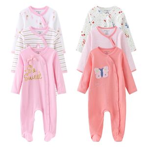 Automne unisexe bébé barboteuse à manches longues hiver vêtements pour tout-petits 123 pièces né garçon fille Onesie 100% coton infantile dessin animé pyjamas 240307