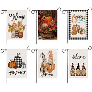 Herfst Welkom Tuin Vlag Floral Thankful 12 * 18 Halloween Inch Dubbelzijdig Verticaal Rustiek Boerderij Yard Seizoensgebonden Vakantie Outdoor Decor HH21-637