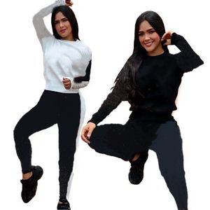 Vêtements d'automne et d'hiver Costumes de jogging Survêtements pour femmes Tenues à manches longues Lettres à capuche + pantalon de survêtement Ensemble deux pièces Plus la taille 2XL Survêtements imprimés décontractés 5868